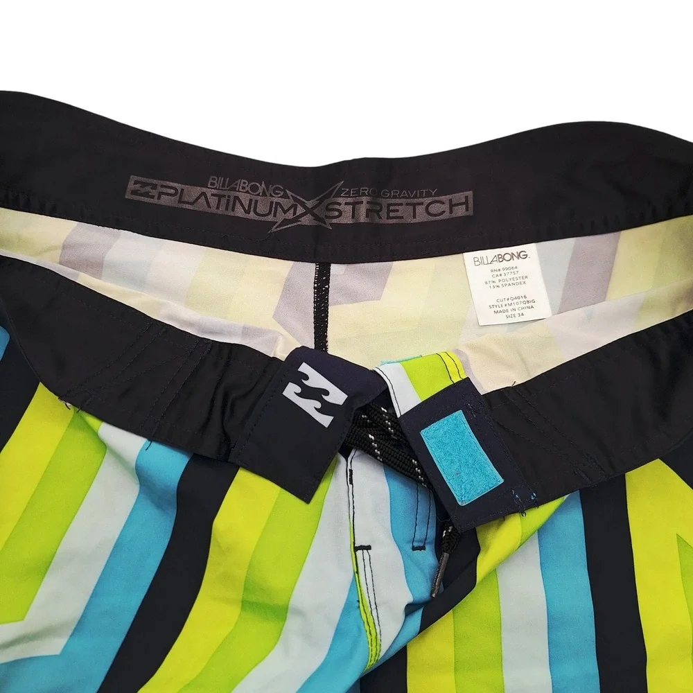 Billabong Platinum X Zero Gravity Stretch Board Shorts Mens 34 Blue Yellow